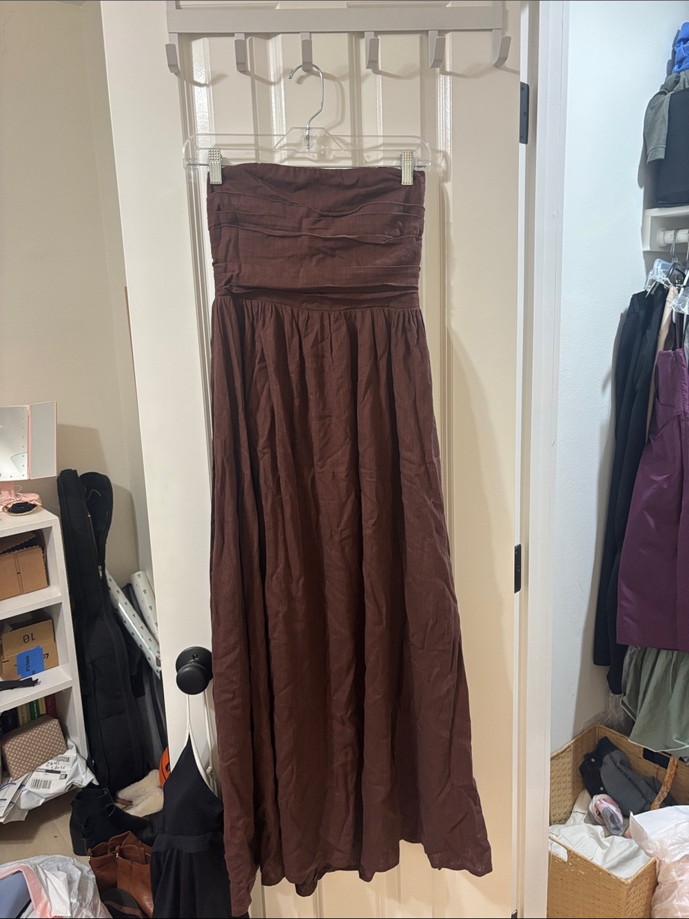 Petal & Pup Strapless Brown Maxi Dress - Picture 4 of 6